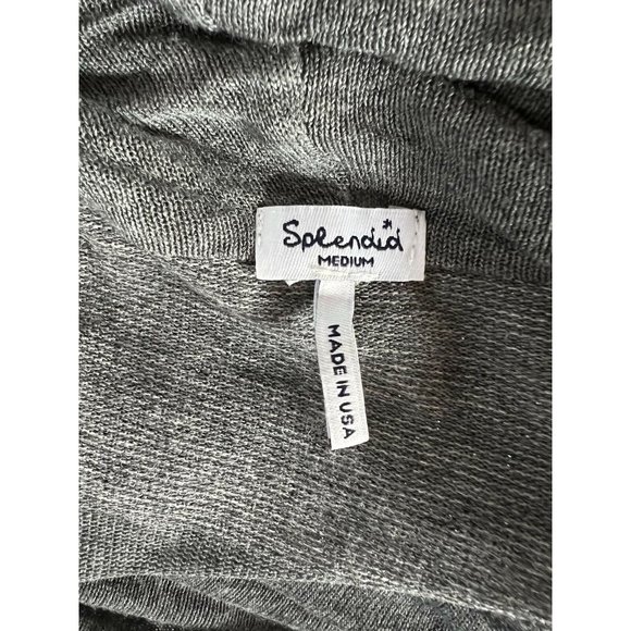 Splendid Womens Tunic Sweater Gray Stripe Short Sleeve Drape Neck Tight Knit M - Picture 10 of 12